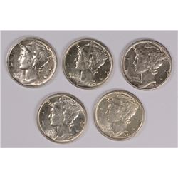 (5) CH BU MERCURY DIMES