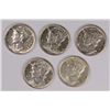 Image 1 : (5) CH BU MERCURY DIMES