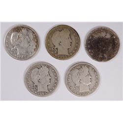 (5) 1905-S BARBER QUARTERS