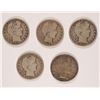 Image 1 : (5) 1915-S BARBER HALF DOLLARS
