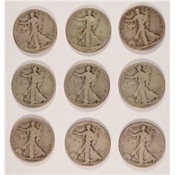 (9) WALKING LIBERTY HALF DOLLARS (1917-S REV, 1918, 1918-D, 1919, 1919-D, 1919-S
