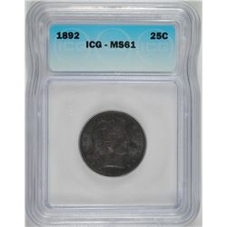 1892 BARBER QUARTER ICG MS-61