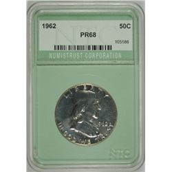 1962 FRANKLIN HALF DOLLAR, NTC PROOF-68