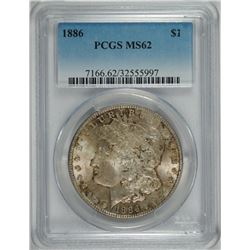 1886 MORGAN SILVER DOLLAR, PCGS PCGS MS-62
