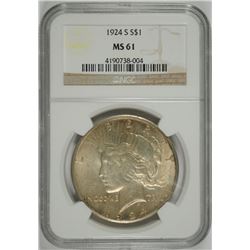 1924-S PEACE DOLLAR NGC MS-61