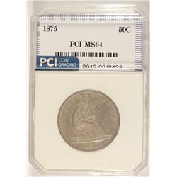 1875 SEATED HALF DOLLAR, PCI MS-64