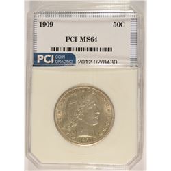 1909 BARBER HALF DOLLAR, PCI MS-64