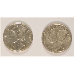 ( 2 ) MERCURY DIMES, 1917-S AU & 1928-S AU