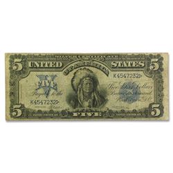 1899 $5.00 Silver Certificate Chief Running Antelope Fine