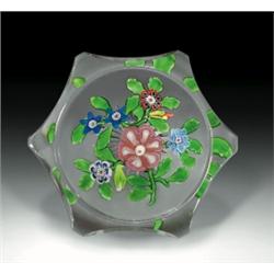 Very rare antique Baccarat floral bouquet paperweight, containing a large salmon and white primr...