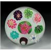 Image 1 : Antique Clichy miniature spaced complex millefiori paperweight, with a central pink and green Cli...