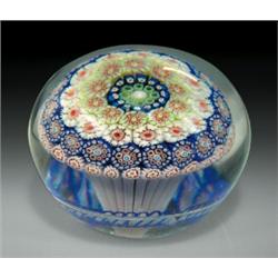 Antique Saint Louis concentric millefiori mushroom paperweight, with assorted complex canes and t...