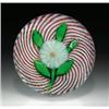 Image 1 : Antique Saint Louis pompon paperweight, containing a multi-tiered white flower, with a yellow co...