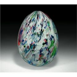 Antique Saint Louis hollow scrambled millefiori egg-shaped handcooler, with swirled sections of c...