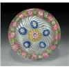 Image 1 : Antique Saint Louis patterned millefiori paperweight, with a chartreuse, pink, blue, and white c...