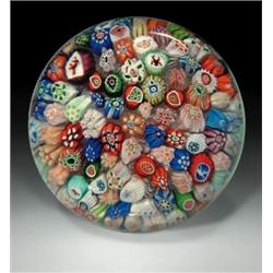 Antique Baccarat 1847 close packed complex millefiori paperweight, with a white "1847" date cane...