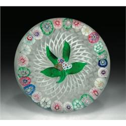 Antique New England Glass Company millefiori nosegay and garland paperweight, with the central n...