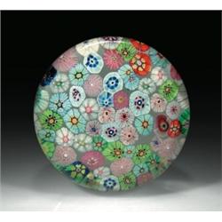 Very rare antique New England Glass Company close packed complex millefiori paperweight, with ca...