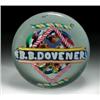Image 1 : Antique American souvenir frit paperweight, displaying the name, "EB. B. DOVENER," printed in th...
