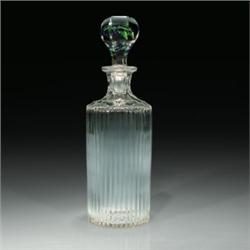 Antique American Sandwich Glass Company faceted crystal decanter and poinsettia stopper. The cry...