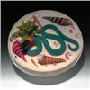 Image 1 : Gordon Smith snake and seashell paperweight, containing a blue water snake, with a black head an...