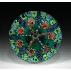 Paul Ysart early patterned millefiori paperweight, with an abstract flower, composed of six twis...