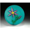 Image 1 : Charles Kaziun, Jr. stylized flower paperweight, with a flower composed of six, white-striped, m...