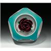 Image 1 : Charles Kaziun, Jr. double overlay crimp rose paperweight, containing an upright, dark red, crim...