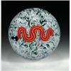 Image 1 : Charles Kaziun, Jr. miniature snake paperweight, containing a red and yellow striped snake with...