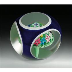 Cristal Saint-Louis 1996 "Anthemis" magnum encased overlay paperweight, containing a moss ground...