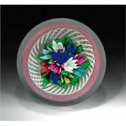 Cristal Saint-Louis magnum upright bouquet paperweight, containing a tall bouquet of blue, pink,...