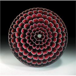 Cristal Saint-Louis 1974 red honeycomb paperweight, with a central "SL 1974" signature/date cane...