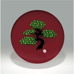 Baccarat 1987 Oriental Collection bonsai paperweight, containing an arborvitae bonsai, with gree...