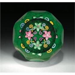 Perthshire Paperweights Celtic-style design floral paperweight, composed of four pink and light...