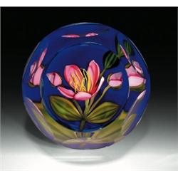 Perthshire Paperweights 1996 floral paperweight, containing a large pink blossom, having upright...