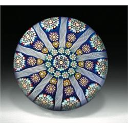 Perthshire Paperweights concentric spaced millefiori paperweight, with a large central complex c...