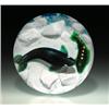 Image 1 : William Manson 1981 "Arctic Encounter" paperweight, containing a dark, teal-blue, aventurine sea...