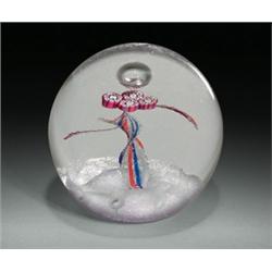 Caithness Glass "Millennium Dancer" abstract design paperweight, with a bubble floating over four...