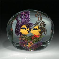 Chris Heilman "Angelfish" seascape compound sculpture, with a pair of yellow angelfish swimming...