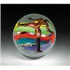 Image 1 : Andrew Fote "Rainbow Walk" abstract design paperweight, with a copper human figure engraved on t...