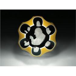 Baccarat 1966 Pope John XXIII sulphide paperweight, having a white cameo on translucent red groun...