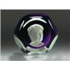 Image 1 : Baccarat 1971 Eleanor Roosevelt sulphide paperweight, with a white cameo on translucent amethyst...