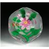 Image 1 : Chinese pink rose paperweight, with the flower composed of a layer of dark pink petals over a la...