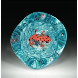 Timothy Landers  Glacier Rock  salamander glass sculpture, with a black-spotted, orange salamand...