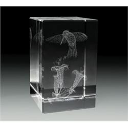 Image 3 Crystal "Hummingbird" rectangular crystal block, by Fyodor Lebedev, containing a laser sc...