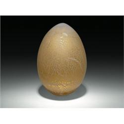 Chris Tedesco large, clear-encased, egg-shaped paperweight, composed of crackled 23-karat gold on...