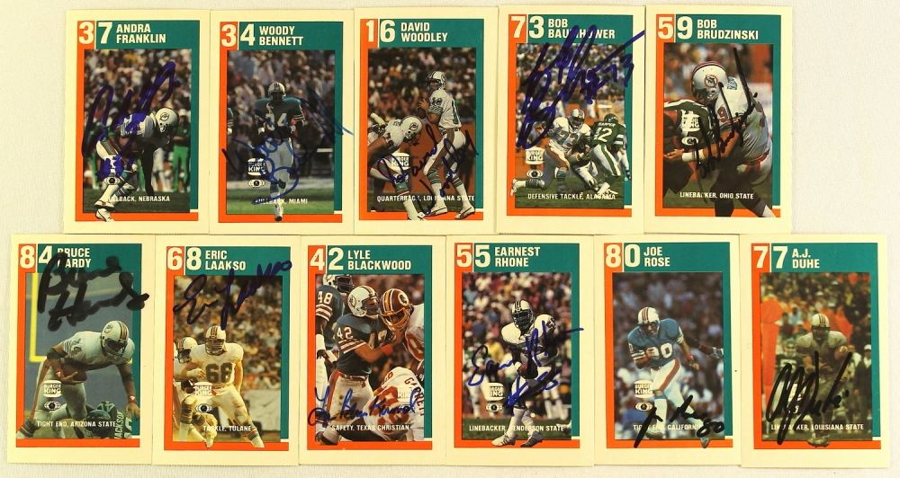 Lot of (11) Signed Dolphins Football Cards with David Woodley, Eric