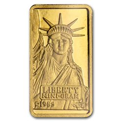 1 gram Fine Gold Bar 9999.- Credit Suisse Statue of Liberty