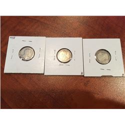 (3) 1906, 1931, 1936 Canada Dimes