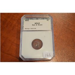 USA; 1882 - Indian Head Penny - PCI MS62 RB